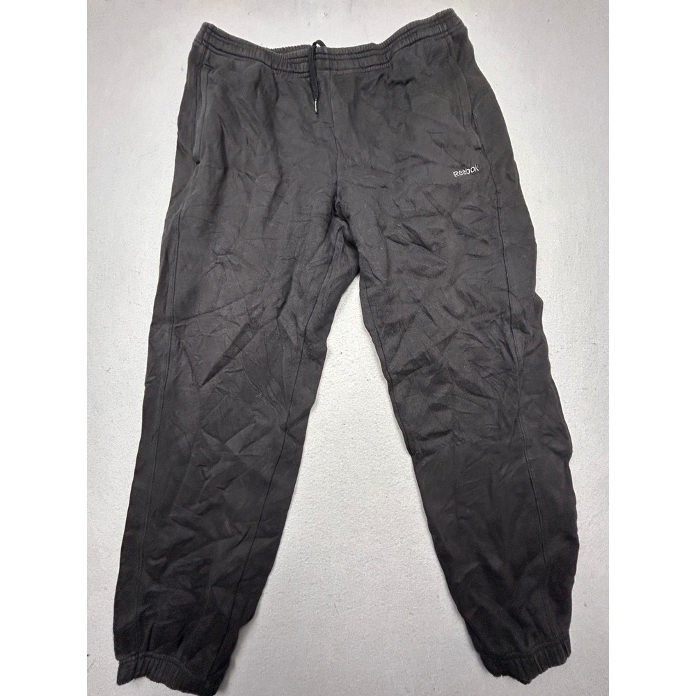 Reebok Sweatpants Fleece Cotton Blend Black Large Mens